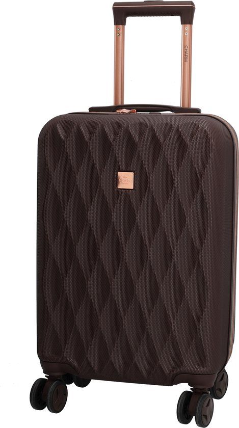 Charm London Honey Koffer - S - Handbagage - 40 Liter - TSA Slot - 55 x 35 x 22.5 cm - Cabin Size - Travel - Reizen - Donkerbruin