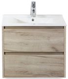 BES LED Dante Meuble de salle de bain 60 cm - Craft Oak - Lavabo en céramique Blanc Enjoy