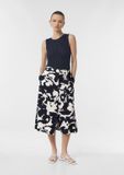 Comma Rok Navy Gebloemd A-lijn Viscose Maat 46