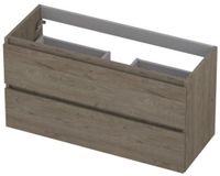 INK - Onderkast 2 Laden Greeploos met Houten Keerlijst - 100 cm - Greige Eiken