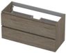 INK - Onderkast 2 Laden Greeploos met Houten Keerlijst - 100 cm - Greige Eiken