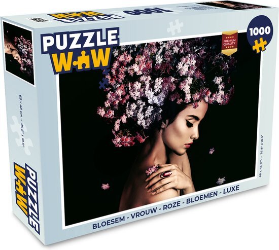 MuchoWow Puzzel Bloesem - Vrouw - Roze - Bloemen - Luxe - Legpuzzel - Puzzel 1000 stukjes volwassenen - Sinterklaas cadeautjes - Sinterklaas voor grote kinderen