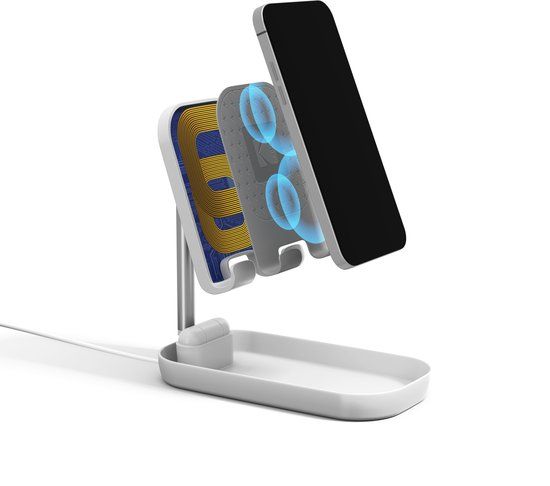 KODAK Oplaadtelefoonstandaard - Qi draadloos opladen (10W) met verstelbare hoogte - Wit