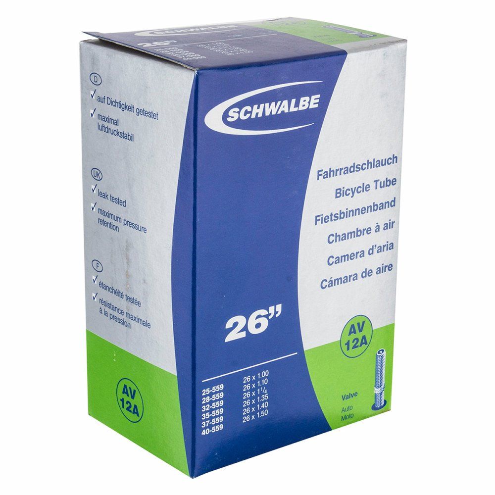 Schwalbe AV12A - Binnenband Fiets - Auto Ventiel - 26 x 1.00 - 1.50 - zwart