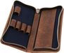 Merkloos Leren etui voor 3 pennen met rits, bruin, 17,5 x 8 x 2,5 cm