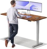 Desktronic HomePro Zit-sta Bureau Elektrisch In Hoogte Verstelbaar, 180x80 cm Massief Notenhout/Grijs