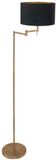 Mexlite Bronskleurige vloerlamp Bella 3874BR met zwarte lampenkap en goudkleurige binnenkant, 154 cm hoog, uitklapbaar, metaal en textiel