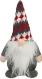 Ger Import Pluche gnome/dwerg/kabouter decoratie pop/knuffel kleding grijs en muts 26 x 11 cm