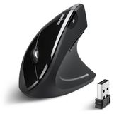 Merkloos Muis Ergonomische verticale draadloze muis - 800/1200/1600 DPI - 6 knoppen - Zwart - Voor rechtshandigen