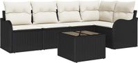 vidaXL Tuinbank - Set - 5-delig - Zwart - Polyrattan