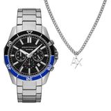 Armani Exchange Heren Horloge geschenkset 44 - Zilverkleurig