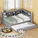 HAUSS SPOLE Canapé-lit 140x200cm - Lit deux personnes avec lit gigogne 90x190cm - USB intégré et espace de rangement - Bois massif - Gris - sans matelas