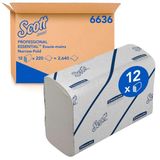 Scott Essential papieren handdoeken 6636 – handdoekpapier met Narrowfold – 12 clips x 220 witte papieren handdoeken (in totaal 2.640)