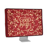 kwmobile housse de protection en tissu pour moniteur - convient aux moniteurs de 27-28" - housse de protection en lin - design livre de contes de fées jaune / orange / rouge