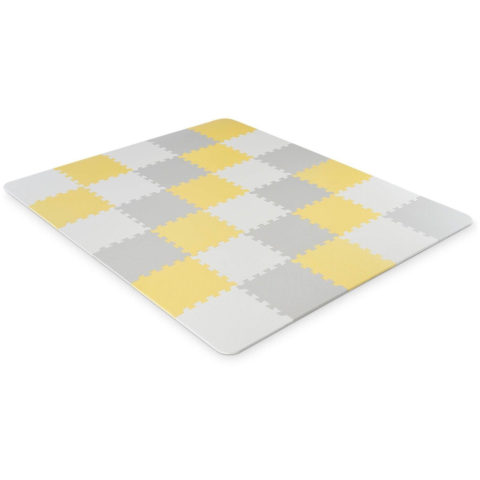 Kinderkraft Luno Foam Baby Play Mat - Grey, White, Yellow