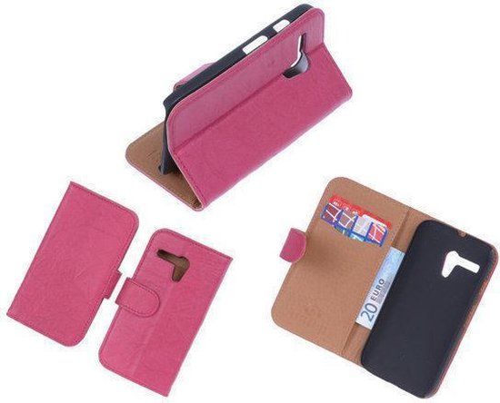 BestCases Fuchsia Luxe Echt Lederen Booktype Hoesje Motorola Moto G 3rd Gen (2015)