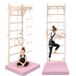 MAMOI Gymnastiekwand voor kinderen (210 cm), wandgemonteerde trainingsladder, gebreide ladder voor kinderen, houten speelplaats voor thuis, turnringen, 100% ecologisch, gemaakt in de EU