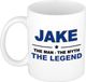 Bellatio Decorations naam cadeau mok - Jake - man myth legend - koffiemok - 300 ml - collega - vaderdag