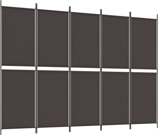 vidaXL Kamerscherm met 5 panelen, 250x180 cm, stof, bruin