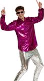 Partychimp Shiny Disco Shirt Fuchsia Heren XL