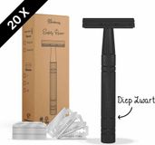 Cosmeau Safety Razor + 20 Scheermesjes Aluminium Zwart Black Unisex