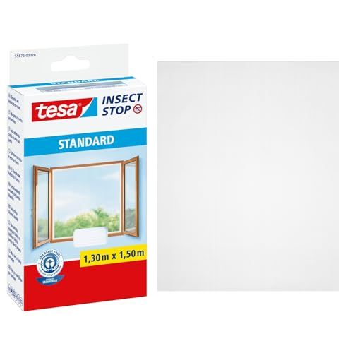 tesa INSECT STOP H&L Fly Screen for Window - hor met klittenband, op maat snijden, zonder boren - 1 net - 130 x 150 cm - wit