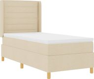 vidaXL Boxspringbed met LED-stripverlichting, Crème, 100 x 200 cm, Stof