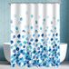 Bol Rideau de douche, 180 x 200 cm, Blue Petals, Ourlet lesté, Textile anti-moisissure, Hydrofuge, Rideaux de bain en Polyester lavable avec 14 œillets et anneaux de rideau de douche pour salle de bain, baignoire