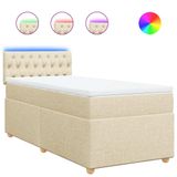 VidaXL Boxspringbed met matras, crème kleur, 100x200 cm, met stoffen bekleding