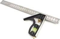 HBM 300 mm. Verstelbare Combinatie Winkelhaak Met Libel - Zilver