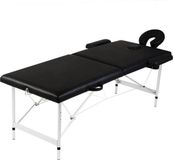 vidaXL Massagetafel met 2 zones, inklapbaar, aluminium frame, zwart