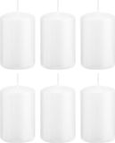 Trend Candles Cilinderkaars/stompkaars - 6x - wit - 5 x 8 cm - 18 branduren