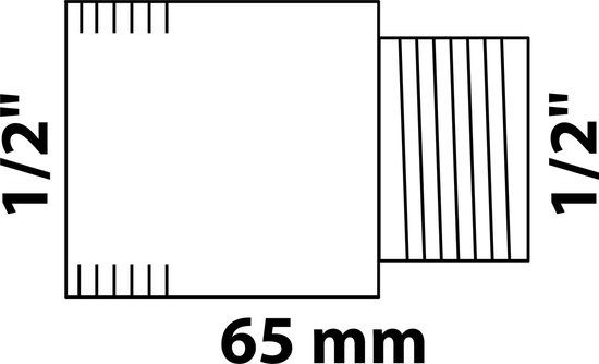 KIRCHHOFF MS kraan verlengstuk, chroom, 1/2" x 65 mm