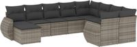 vidaXL 10-delige Loungeset met Kussens Poly Rattan Grijs