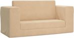 vidaXL - Canapé-lit enfant - 2 places - doux - peluche - crème