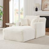 STILVORA Chaise Longue Bank - Relaxfauteuil En Slaapbank - Cord Crème