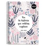 Miquelrius Schoolagenda 2021-2022, maat plus 15 x 21,3 cm, weekoverzicht, tienergeschiedenis, Catalaans taal