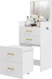 HOMCOM Kaptafel Set MDF, Glas 48L x 40B x 90H cm Wit