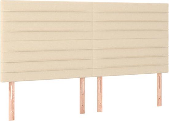 vidaXL Hoofdbord - crème - 160x5x118/128 cm - stof