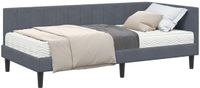 vidaXL Hoekbedframe met Matras - Donkergrijs - 90 x 190 cm - Fluweel