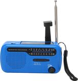 Merkloos Emergency Solar Radio Hand Crank Wind Up Radio met USB Telefoon Oplader, Zaklamp, Draagbare AM/FM/SW Radio voor Buiten, Camping (Blauw)
