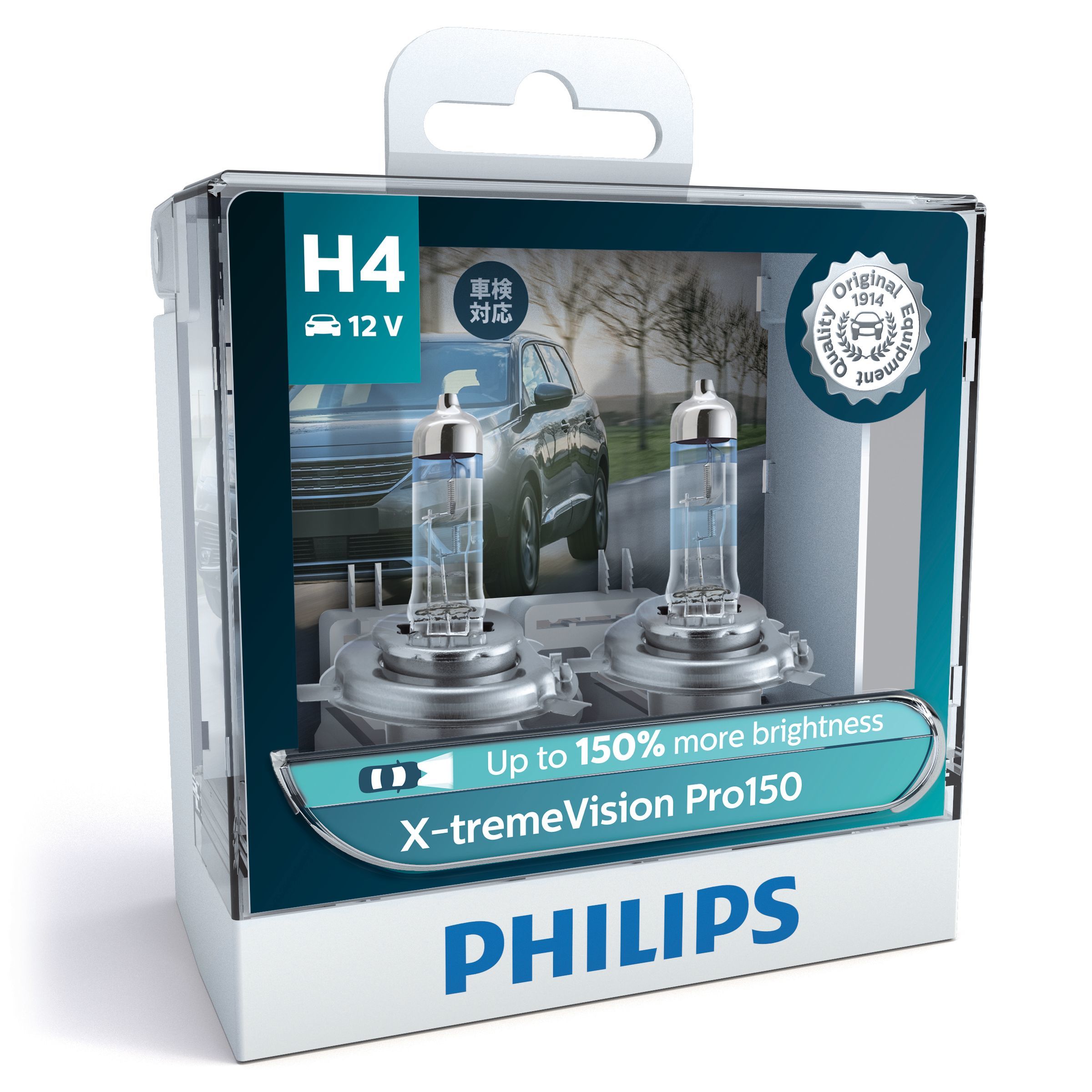 Philips X-tremeVision Pro150 H4 Halogen Headlight Bulbs - 2 Pack