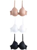 Next - Dames - Set van 3 gladmakende A-E comfort T-shirtbeha's met volledige cups - Zwart