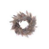 GLOREX 6 3821 302 - Verenkrans van parelhoenderveren, ca. Ø 18 cm, geschikt als tafel-, wand- of deurdecoratie