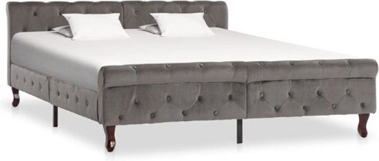 vidaXL Bedframe fluweel grijs 160x200 cm