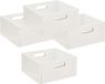 5five Opbergmand/kastmand van hout - Set van 4x stuks - wit - 14 Liter - 31 x 31 x 15 cm