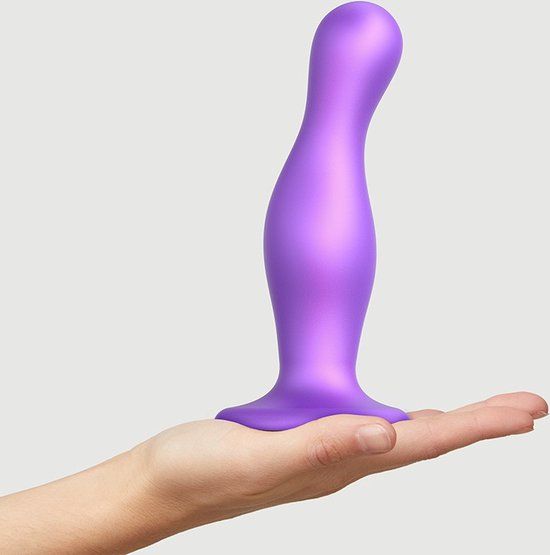 Strap-On-Me Dildo Plug Curvy Metallic Paars Maat L