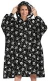 Disney Blanket Sweat Poncho Volwassene Jack Skellington | Flanel Zwart Sherpa Capuchon