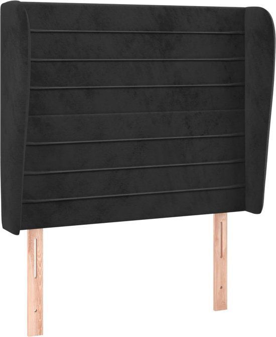 vidaXL Hoofdbord met randen 103x23x118/128 cm fluweel zwart
