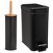 Zeller set d'accessoires pour salle de bain/toilettes - brosse WC/poubelle à pédale 5L - noir - métal/bambou